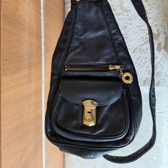 Pre-Loved Leather Crossbody Bum Bag with Gold Hardware - Picture 1 of 4